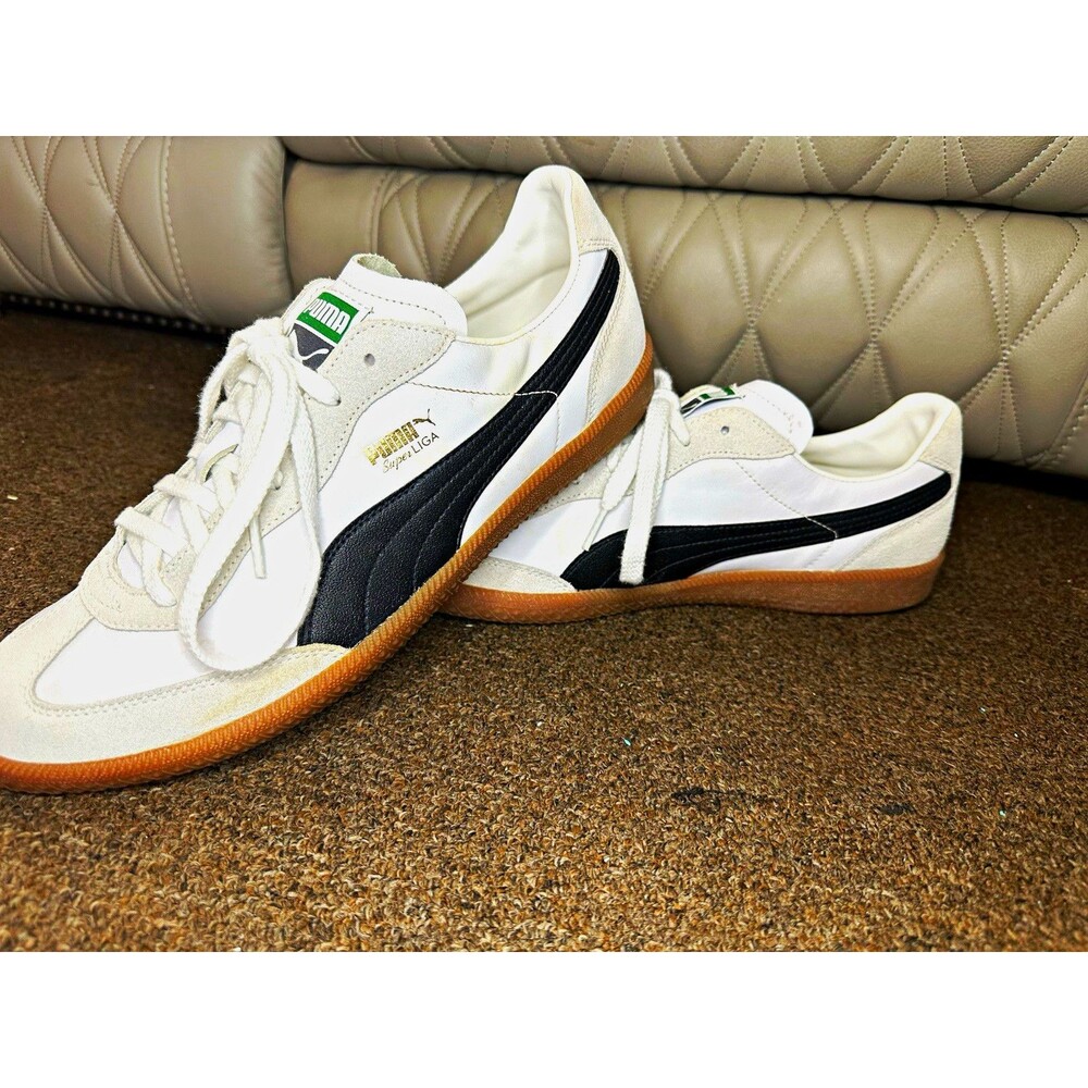 PUMA Super Liga OG Retro Men’s Size 12 White Black Gum 356999-12 Sneakers